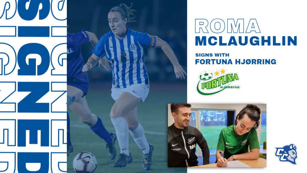 CCSUBlueDevils's tweet photo. Former Central Connecticut women's soccer player Roma McLaughlin has signed an 18-month professional contract with Danish outfit Fortuna Hjørring!⚽️

READ MORE👉https://t.co/vUAC2JF7EP

🔵⚪️#GoBlueDevils #NECWSOC https://t.co/CokcMhTt9u