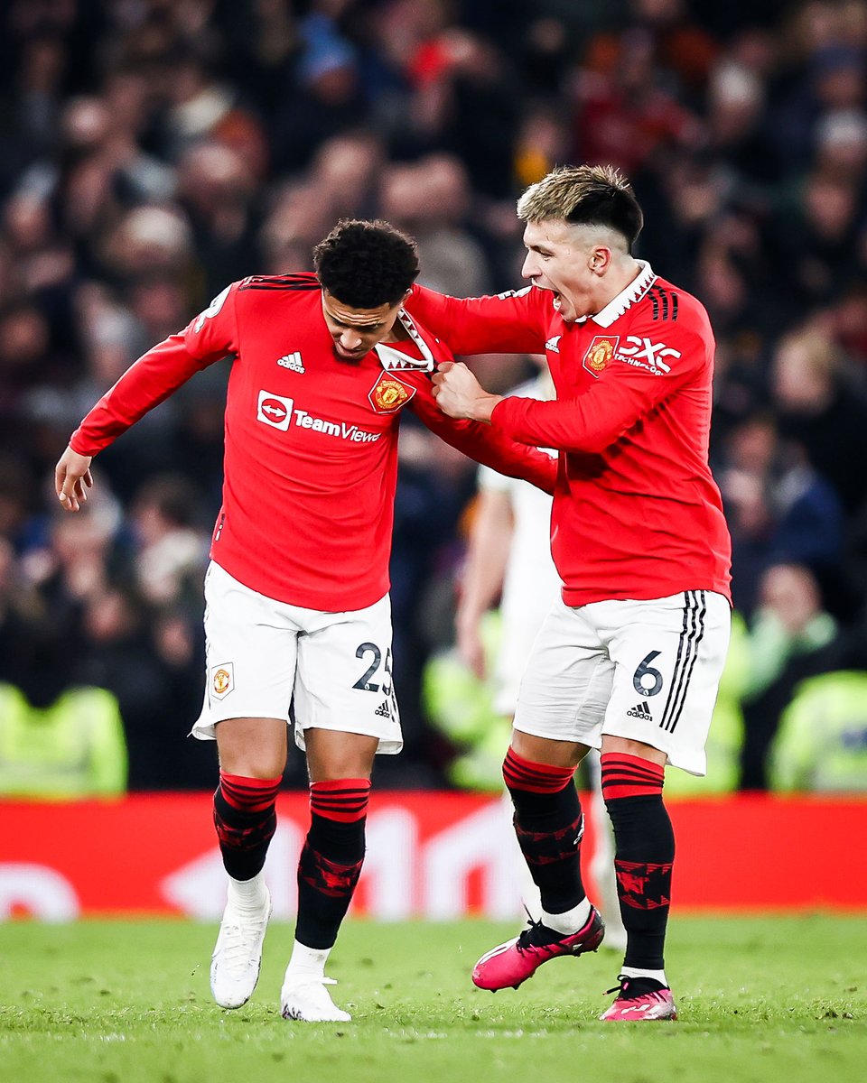 brfootball's tweet photo. Manchester United were hyped after Jadon Sancho scored his first goal since September 15 👊 https://t.co/jElno7h2Ff
