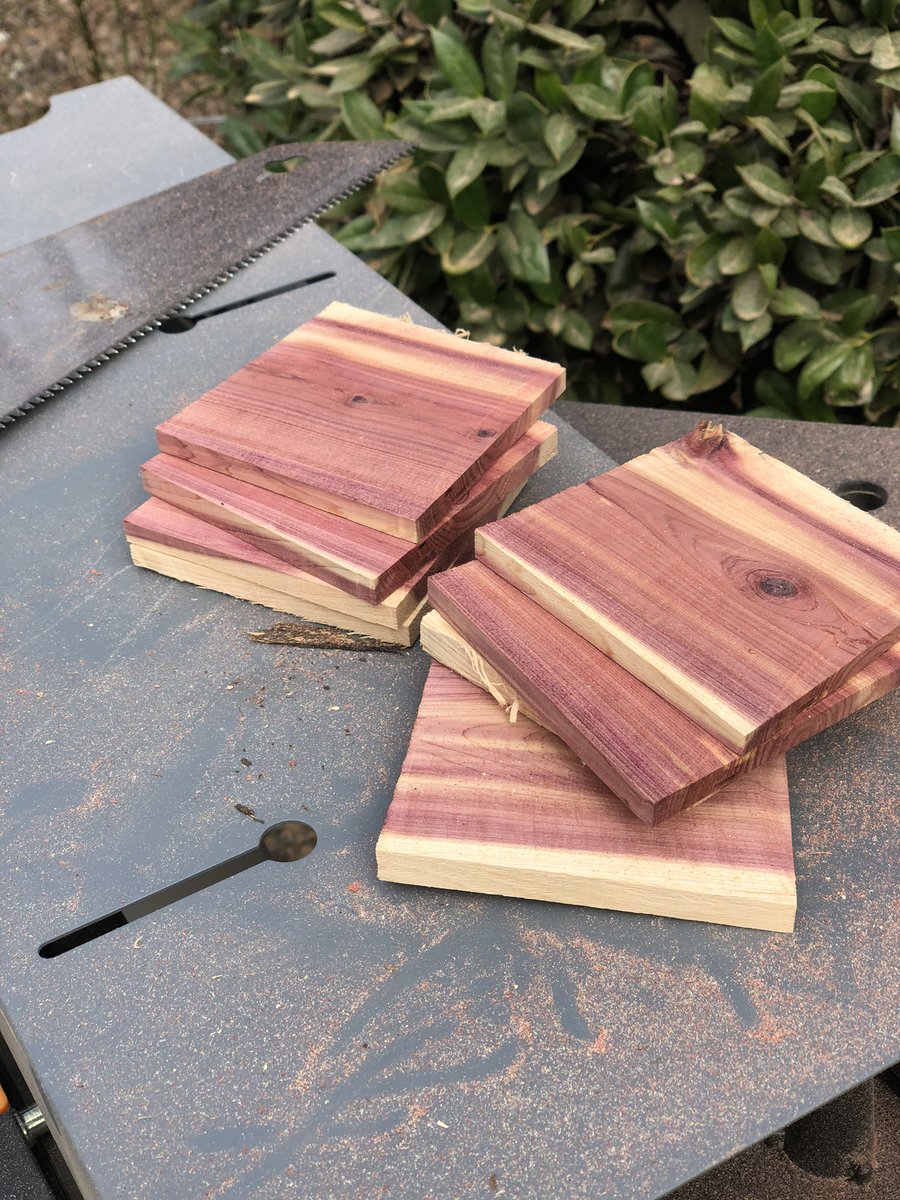 CodiakCreations's tweet photo. Working with one of my favorites and a Codiak Woodworking staple - Red Cedar. This coaster set is coming along nicely 💗 Stay tuned to see the finished product! #codiakwoodworking #handmadegifts #coasterset https://t.co/WODsaEHCnI