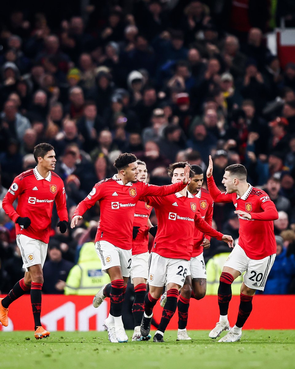 brfootball's tweet photo. Manchester United were hyped after Jadon Sancho scored his first goal since September 15 👊 https://t.co/jElno7h2Ff