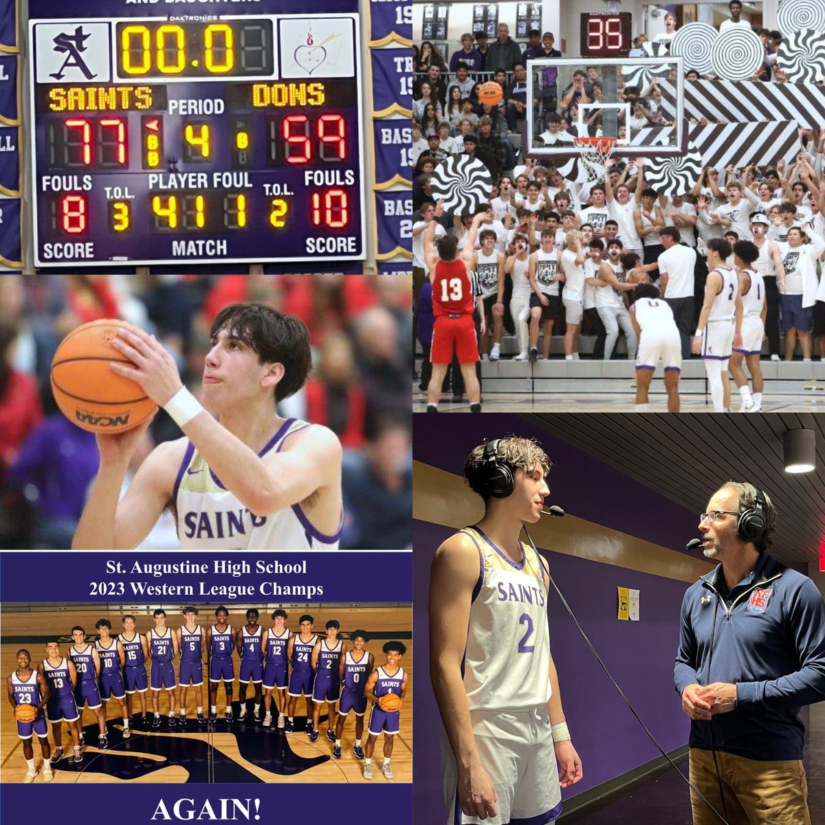 Congrats Saints Basketball, Western League Champs with last night’s 77-59 win over Cathedral! Ian de la Rosa was the SoCal Sports Player of the Game! #GoSaints #TheBrotherhood @stahoops <a href="/STASTRENGTH/">STA Speed & Strength</a> <a href="/Saints_ThePit/">The Pit</a> <a href="/SoCalSportsProd/">SoCal Sports Productions</a> <a href="/KUSISports/">KUSI Sports</a> <a href="/SportsOnTheSide/">Sports On The Side</a> <a href="/cifsds/">CIF-SDS</a> <a href="/NFHSNetwork/">NFHS Network</a>