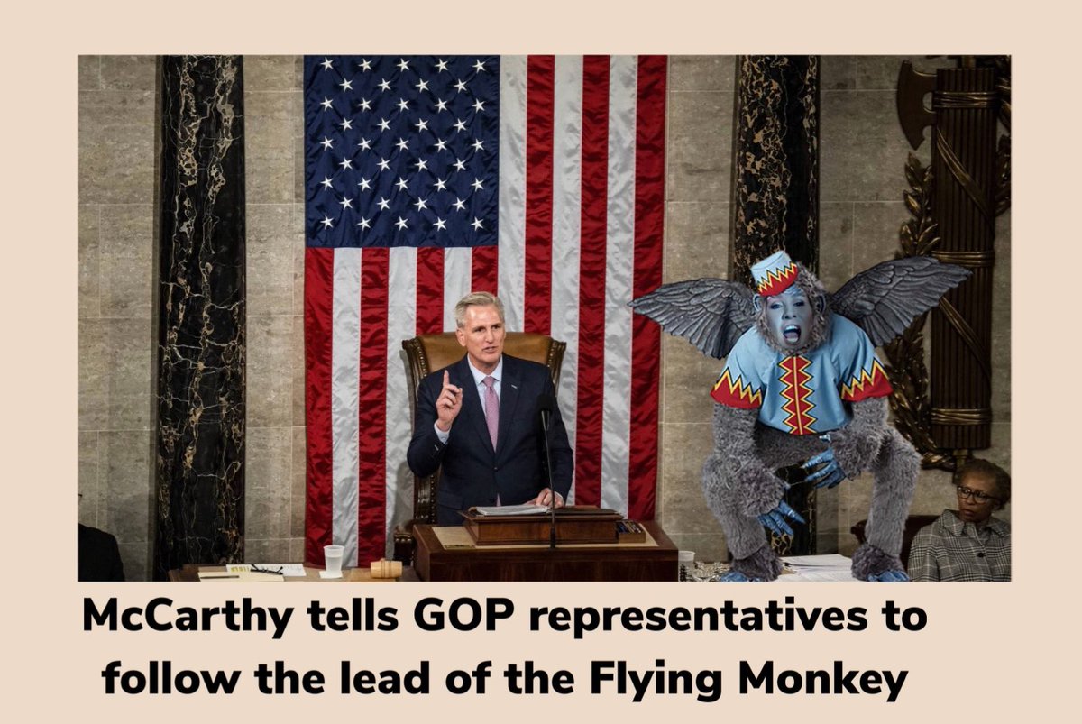 PeterBMeme's tweet image. #FlyingMonkey #MarjorieTraitorGreene takes charge of #GOP representatives #KevinMcCarthy agrees @SpeakerMcCarthy @Repmtg @GOPHouseOfRep @GOPHouse