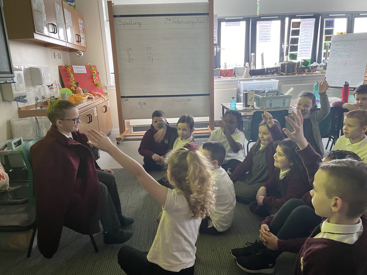 StMichaelsP4_3's tweet photo. Mrs. Rose took on the role of the mother in our story. We asked her lots of questions about her children. Then we had a shot! #hotseating #teacherinrole https://t.co/O06GL8Bbtk