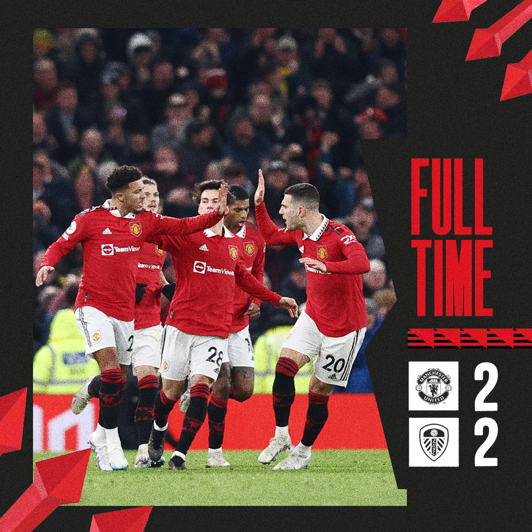 ManUtd's tweet photo. The points are shared after a pulsating second half 🤝

#MUFC || #MUNLEE