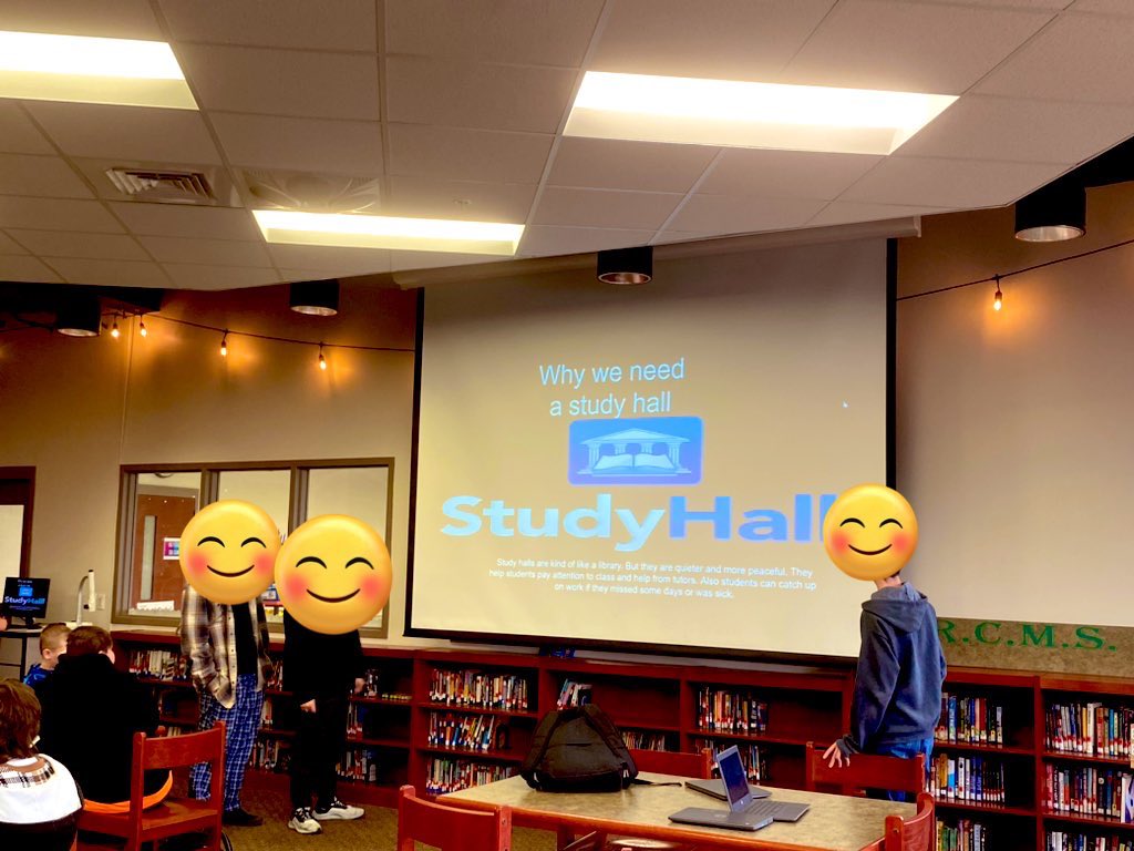 cmfhwatts's tweet photo. My tech skills kids have worked so hard on their Google Slides projects. They had to brainstorm things they felt could enhance their school, they had to research to help backup their idea, create a Google slides presentation and then present it! ##RCLeads https://t.co/YfbIeblItA