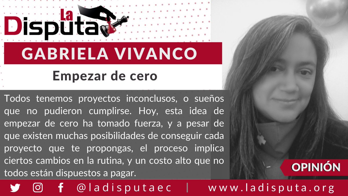 🔵 #Opinión I Te presentamos el artículo de Gabriela Vivanco @gabytavi83 que nos entrega algunos tips para salir de la zona de confort, sobre todo luego del estrés electoral
👉🔗 ladisputa.org/2023/02/08/emp…

#ladisputa #Ecuador #Quito #estresposelectoral #NuevoComienzo #Independencia