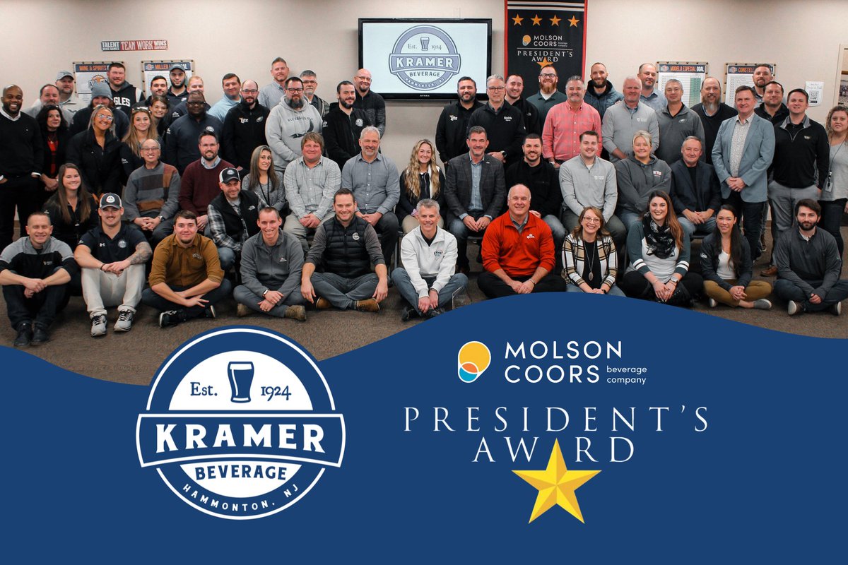 KramerBeverage's tweet photo. 🏆 We are honored to announce that we received the Molson Coors President's Award again in 2022! This would not be possible without our talented team working together to achieve our goals. Cheers to more success in 2023, Kramer Beverage! 🍻🎉 https://t.co/QWNAME1PWq