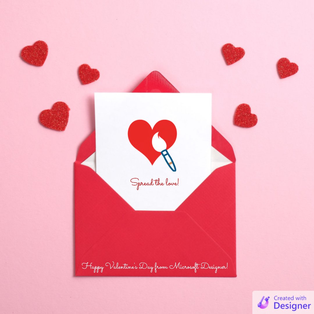 MSFT365Designer's tweet photo. Today's 90-second design challenge is all about spreading the love 💕 

Use Microsoft Designer to create a Valentine's Day greeting for a friend or loved one in 90 seconds or less and share it with us below! https://t.co/xtjv03bpL7