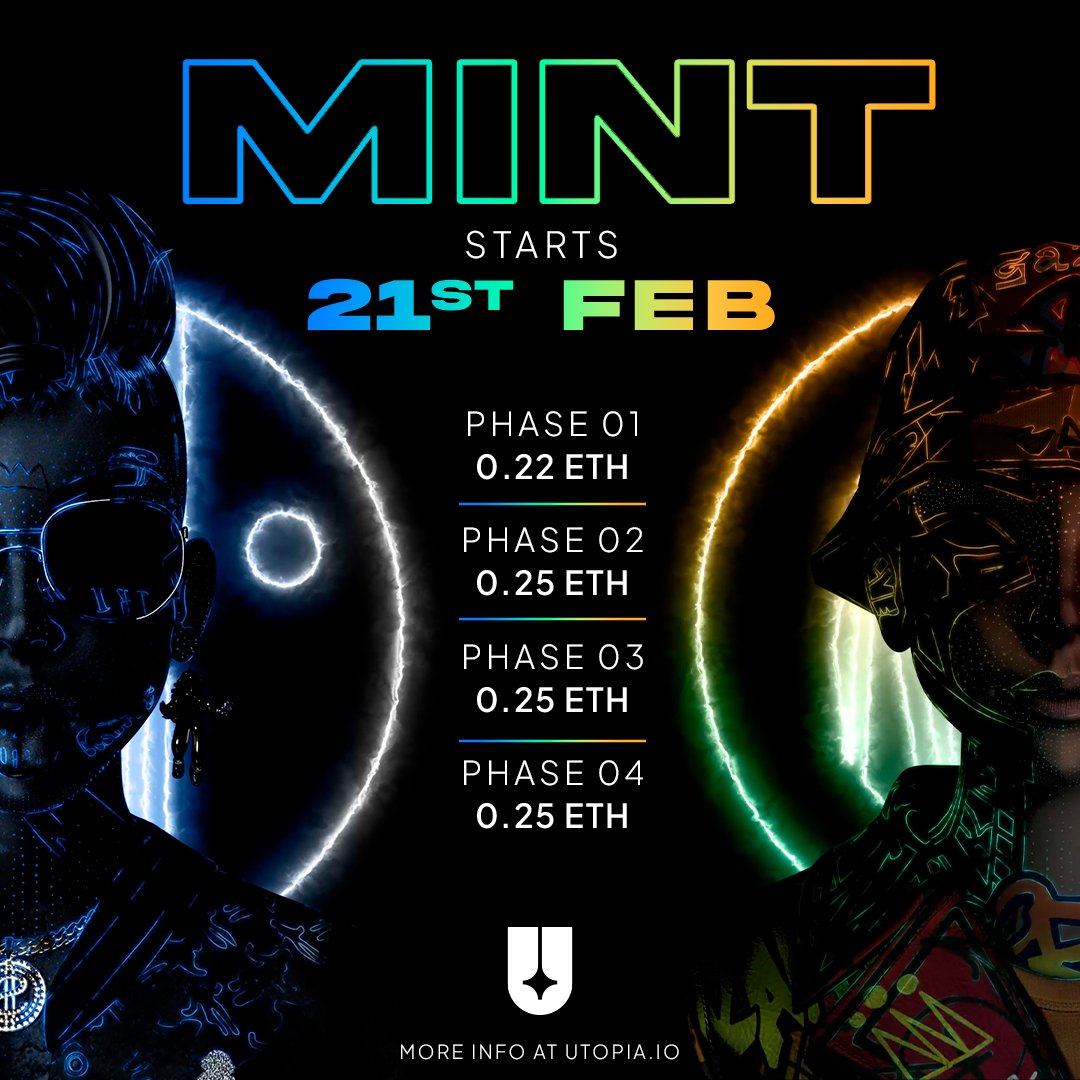 ✨MINT ANNOUNCEMENT✨

Learn more on - Utopia.io
Apply for the Allowlist - shuttlebay.xyz/utopiaavatars

Dropping soon 👇