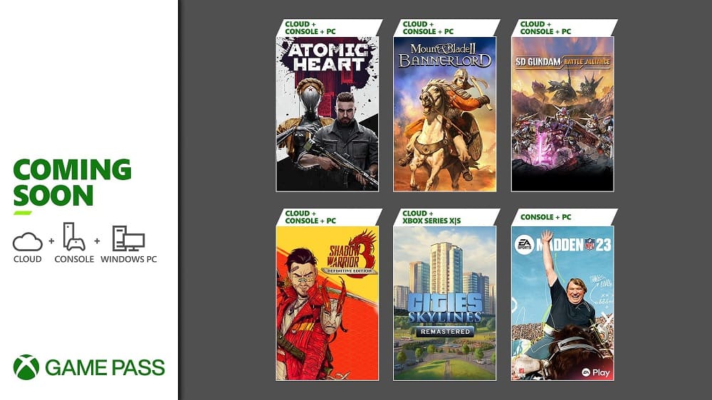 hardfanaticos's tweet photo. Próximamente en Xbox Game Pass: Atomic Heart, Mount &amp; Blade II: Bannerlord, Shadow Warrior 3: Definitive Edition y muchos más. #cloud #Consola #gaming #PC #PCGamePass #smartphone #Software #tecnología #XBOX #XboxCloudGaming #XboxGamePass

https://t.co/L13PZWUjfU https://t.co/FEra0D0pu7