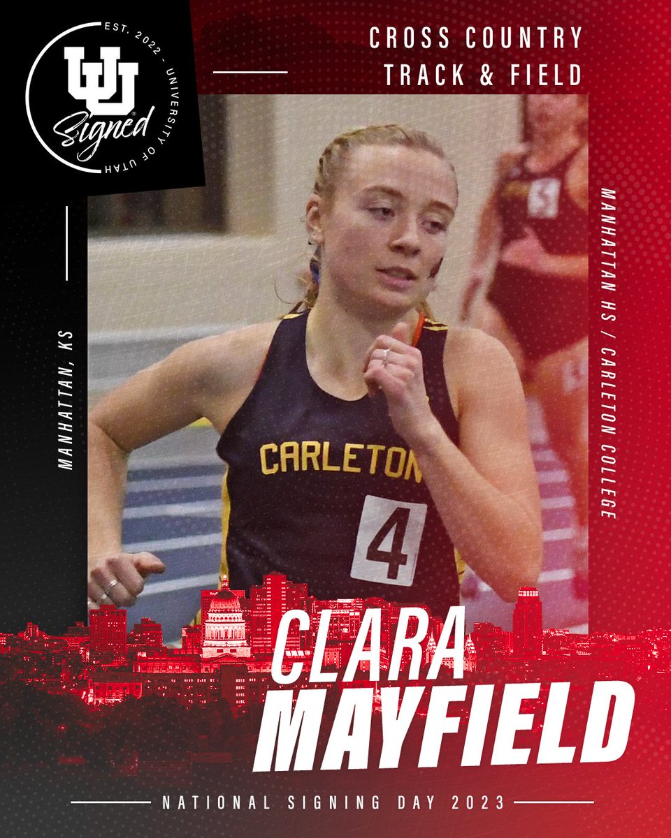Distance team adds depth with a grad transfer from Carleton College. Welcome to the Utah family, Clara‼️🖊️

#GoUtes | #UtahTFXC