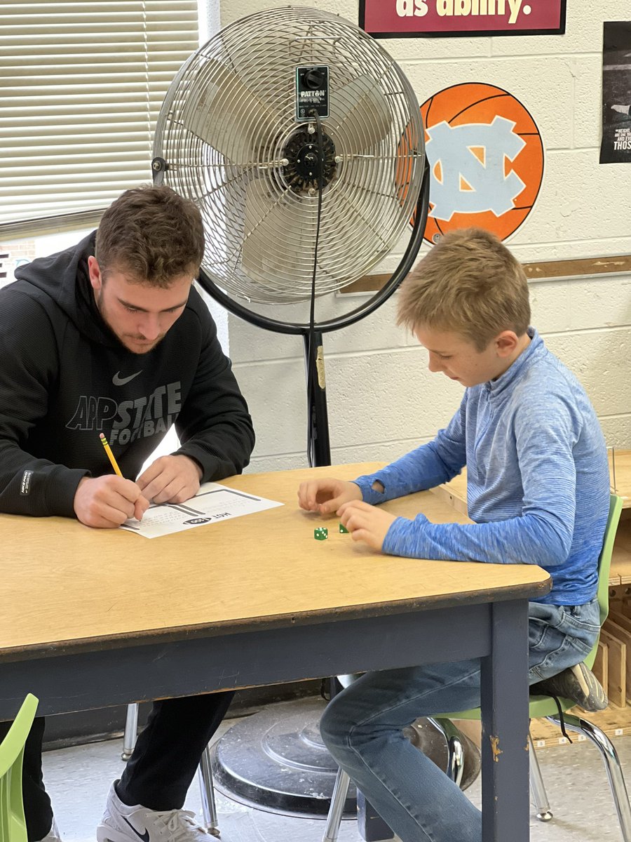 Thanks to <a href="/AppState_FB/">App State Football</a> players <a href="/AndersonCastle7/">Anderson Castle</a> and <a href="/jackson_greene1/">Jackson Greene</a> for adding so much fun to our football math rotations today! 🖤💛