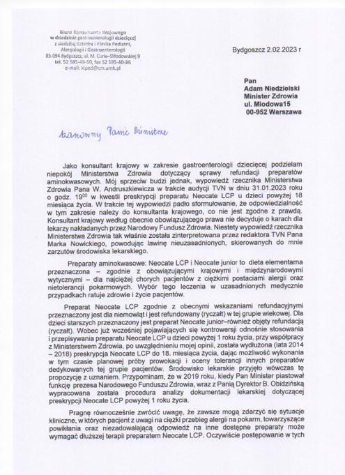 MariaKlosinska's tweet image. Dlaczego wczorajsze (8.02) @FaktyTVN wprowadzają w błąd jakoby Prof. Czerwionka-Szaflarska do tej pory nie zabrała głosu w sprawie lekarzy i ich pacjentów, którzy potrzebowali specjalnego preparatu mlekozastępczego #Neocate? 
Pismo z 👀2.02 #rzetelność