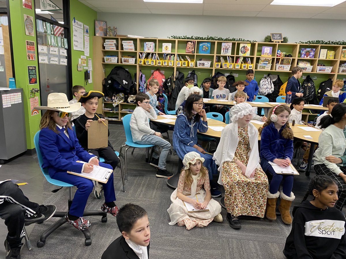 ADESRowe's tweet photo. I couldn’t be more proud of these incredible students &amp; how they showcased their learning &amp; added their personality to their American Revolution presentations today!  We had some fun too! @ADESjmay @adeDCSD https://t.co/W0hw6leJXL