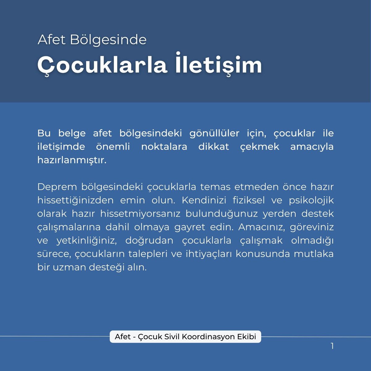 ekirimsoy's tweet photo. Afet Bölgesinde Çocuklarla İletişim* 📌
Dikkat! Bu metin şu an afet bölgesinde, sahada çocuklarla “ilk” temas halinde olan veya olacak yetişkinler için hazırlanmıştır. (9 sf)👇 https://t.co/1PIHmktayP