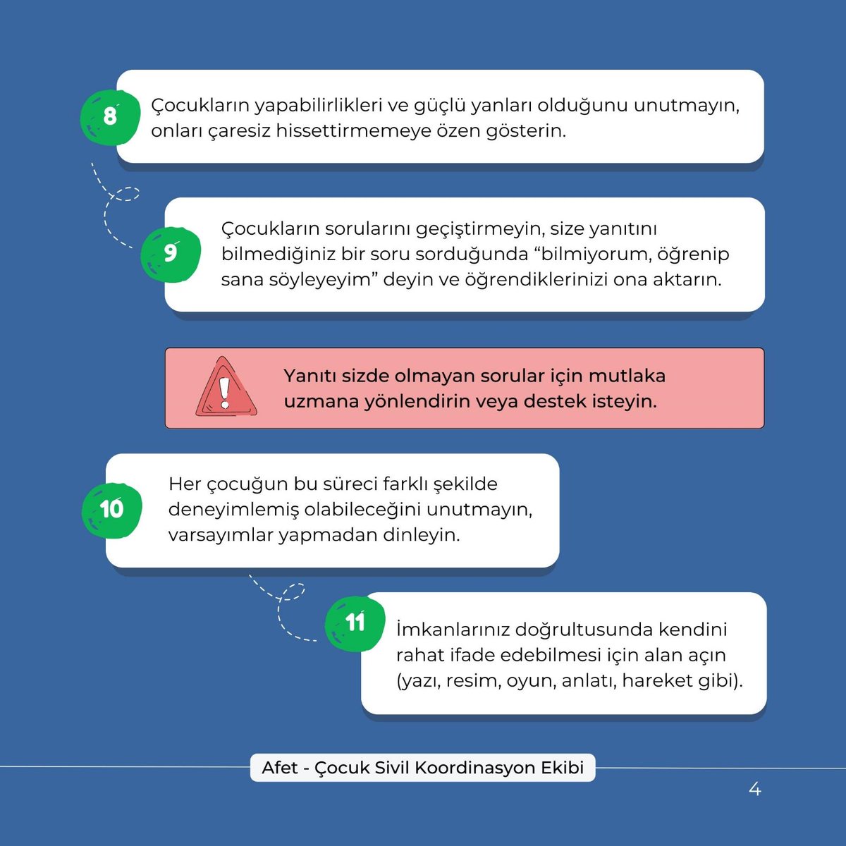 Afet Bölgesinde Çocuklarla İletişim* 📌
Dikkat! Bu metin şu an afet bölgesinde, sahada çocuklarla “ilk” temas halinde olan veya olacak yetişkinler için hazırlanmıştır. (9 sf)👇