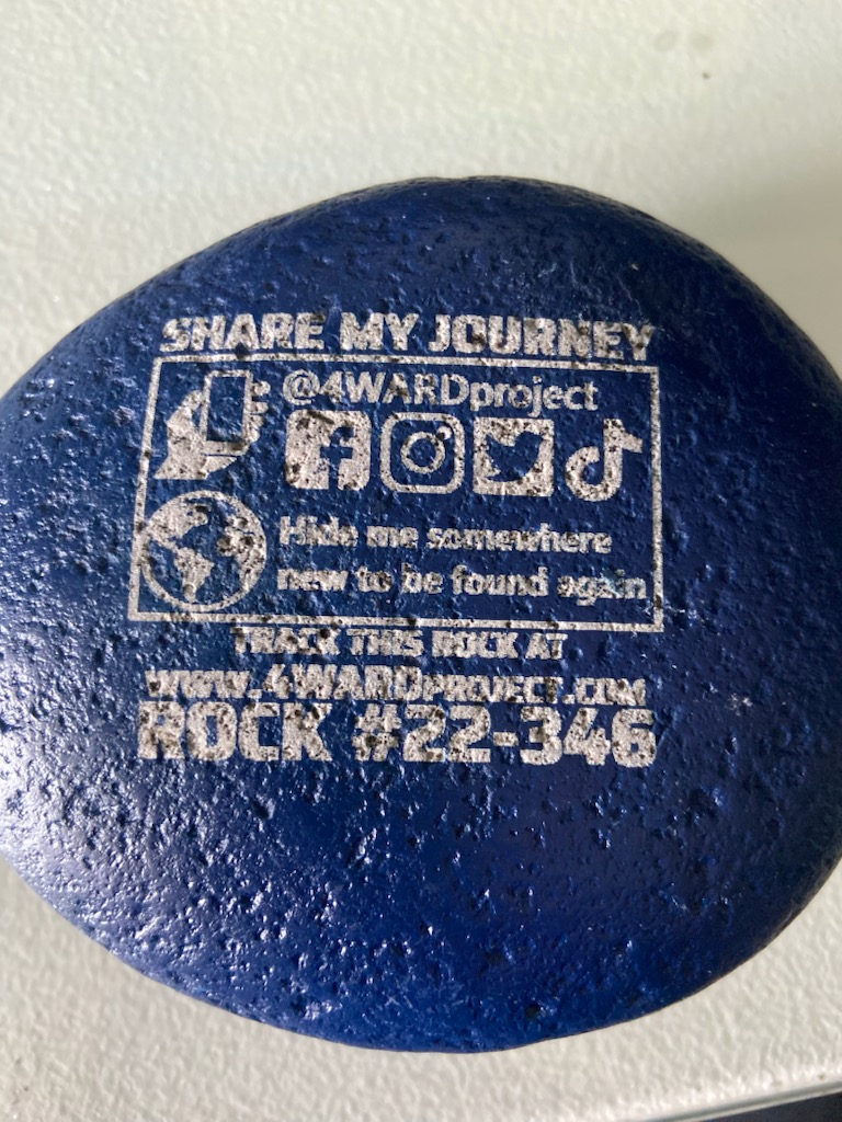 4WARDproject's tweet photo. This rock for Eric was found in Melbourne, Florida by B. Didier who plans to place it soon in Ft. Wayne, Indiana soon.  #end22aday #4WARDproject #4EricWard #4WARDrocks Rock No. 22-346 https://t.co/iyfCPXYCI7