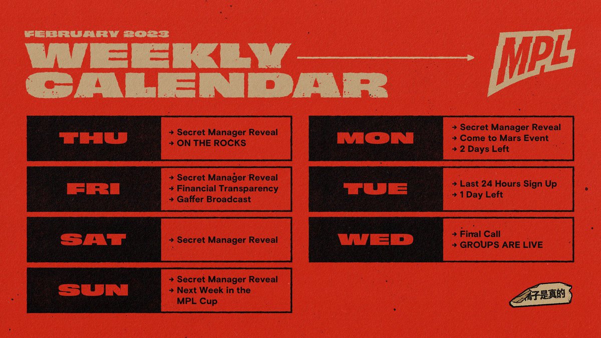 Here’s a look at your next week of MPL 🏆