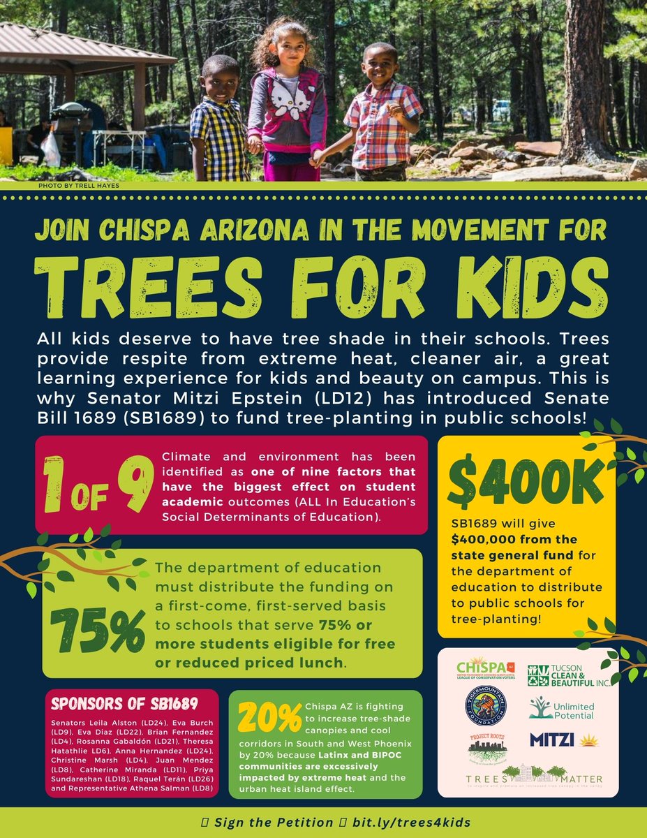 ChispaAZ's tweet image. ⚡️We co-wrote a bill for #TreesForKids aka #SB1689⚡️ Not only are we fighting for #EnvironmentalJustice with @MitziEpstein @ProjectRoots1 @TigermountainFD @TreesMatterAZ @TCBTrees4Tucson and Unlimited Potential BUT you can too! Sign our petition today bit.ly/trees4kids