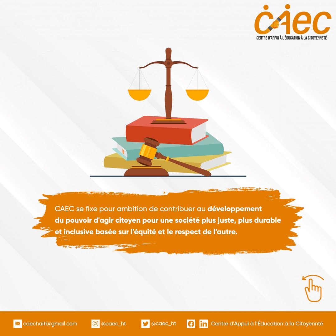 caec_ht's tweet photo. Connaissez-vous (CAEC) Centre d’Appui à l’Éducation à la Citoyenneté?
Un petit rappel de ce que nous faisons. Restez connectés, le meilleur est à venir. 
.
#caec #education #democratie https://t.co/XAdXCdzfRk