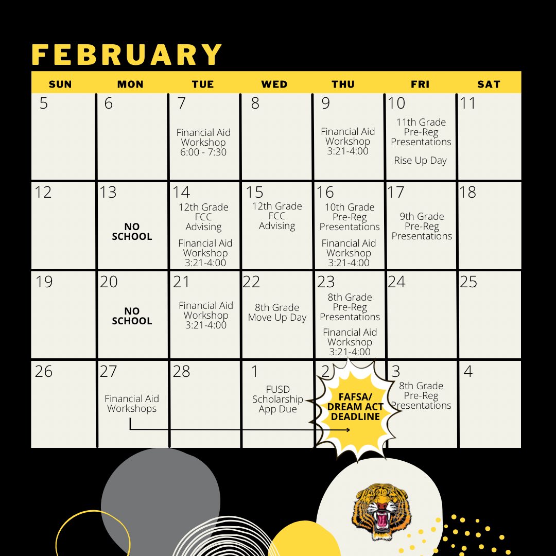ehs_counselors's tweet photo. Check out our upcoming events for the month of February! We are already preparing for next school year! Elective ranking starts this week for 9th-11th grade. Seniors, FCC Advising is next week and Financial Aid apps are due March 2nd. https://t.co/2WAgOO4n2B