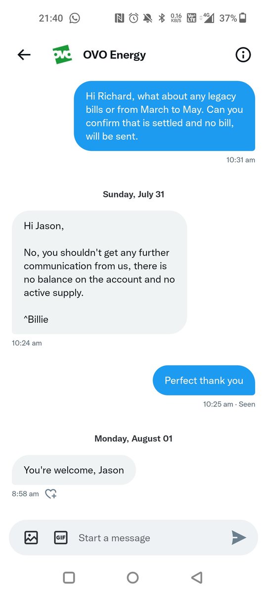 DFesterer's tweet photo. @OVOEnergy How does it feel being that stalker company that keeps mailing non-customers after saying in DM you'll leave me alone as I'm not even a customer. Are OVO so tragic they have to invent customers? I've been with @OctopusEnergy the entire time and couldn't be happier. https://t.co/AlHHaLImDO