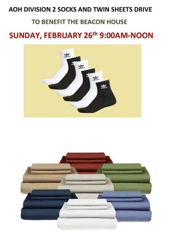 We are holding a sock drive on Sunday, Feb. 26.   Please donate new socks and/or twin bed sheets, which will be donated to US veterans at <a href="/UVBHNY/">UVBH</a>