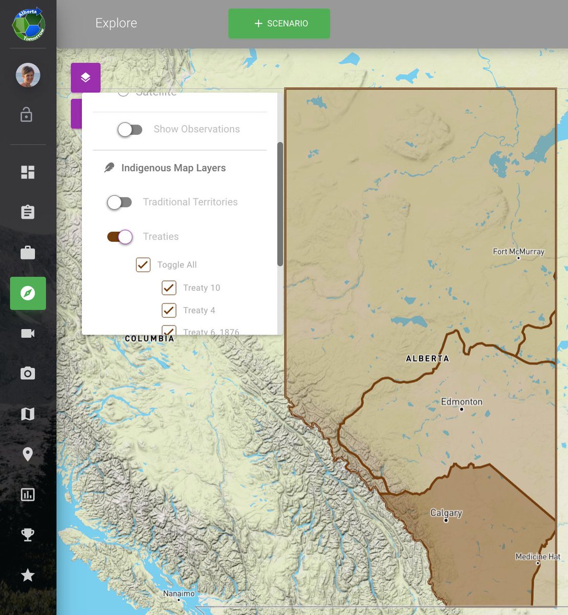AlbertaTomorrow's tweet image. Have you seen our #abindigenous map overlays?  Register to gain access.  Contact us for a FREE lesson planYYCFieldtrips, #onlinelearning #climatechangeed  #abed #ablanduse #abstudents #abteachers #edtech #abwater #abwatersheds #climatechange #rvsed #ablanduse #simulationtech