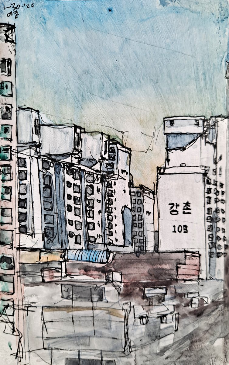 bofrank's tweet photo. Just captured a beautiful sketch of Ichon road in Seoul! 🎨 The Korong and Gangchon apartments, Sinyongsan Gradeschool all look stunning from this viewpoint! 🏙️
#Seoul #Ichon #UrbanSketching #Architecture https://t.co/iAtQ3B6XWY