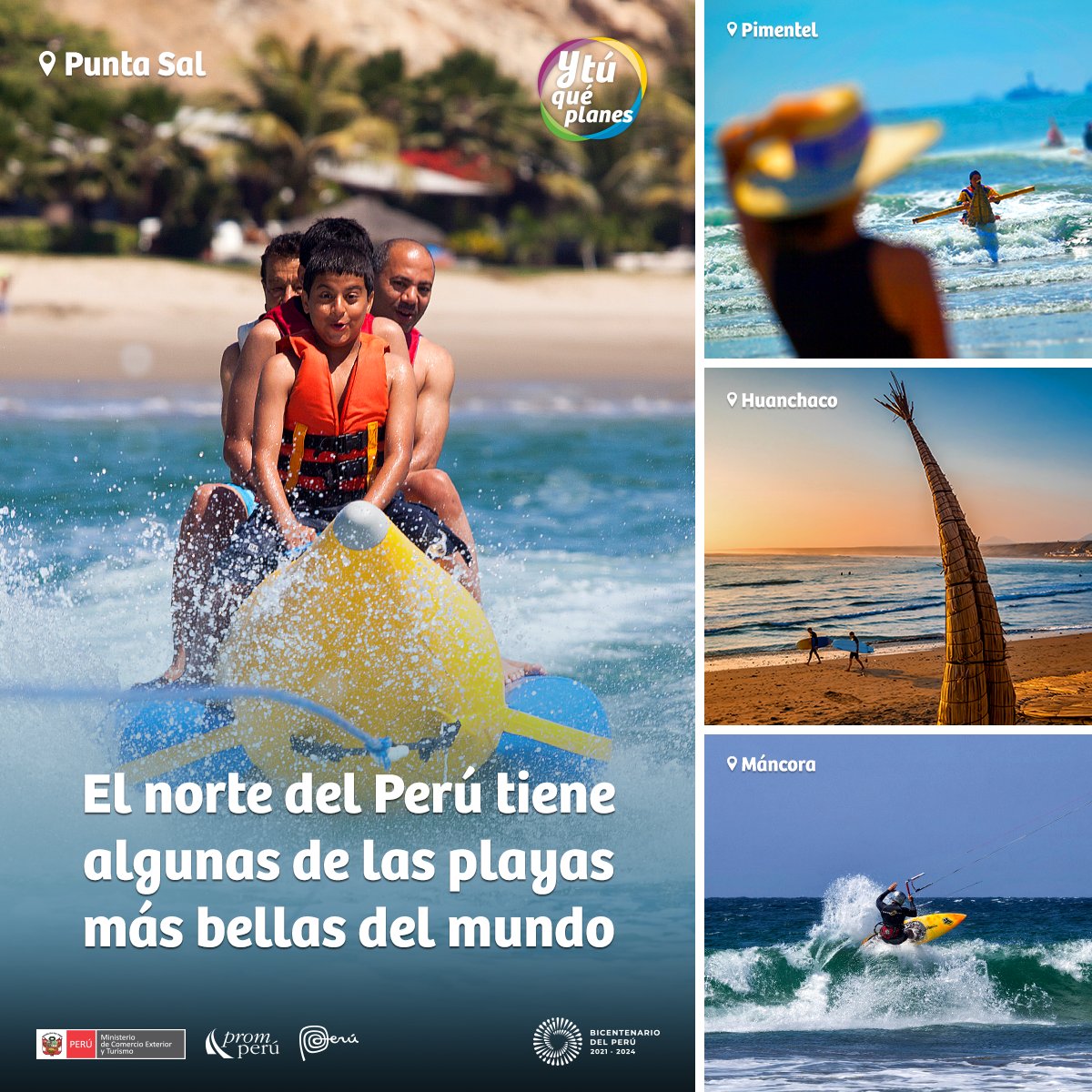 ConoceelPeru's tweet photo. 🏄🏻🏖️🌞Las playas de #Tumbes, #Piura, #Lambayeque y #LaLibertad son paradisíacos balnearios, llenos de sol y diversión. 
Conoce más aquí 👉 https://t.co/Djr9zWep5I
#YTúQuéPlanes https://t.co/hOkIKWcu9A
