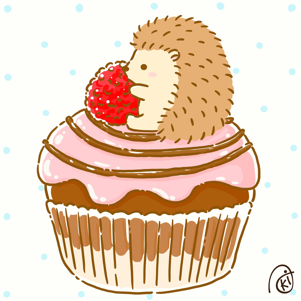 「アイシングカップケーキ!#イラスト #お絵描き #ハリネズミ #カップケーキ 」|Akiのイラスト