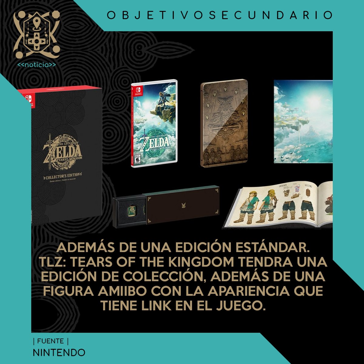 Obj_Secundario's tweet photo. La tan esperada secuela de Breath of the Wild, THE LEGEND OF ZELDA: TEARS OF THE KINGDOM llegara con una edición de colección hermosa. Nintendo además anuncio una nueva figura Amiibo de Link. #ObjetivoSecundario #NintendoDirect #ZELDA #SoyGamer https://t.co/Am6HpHh3kN