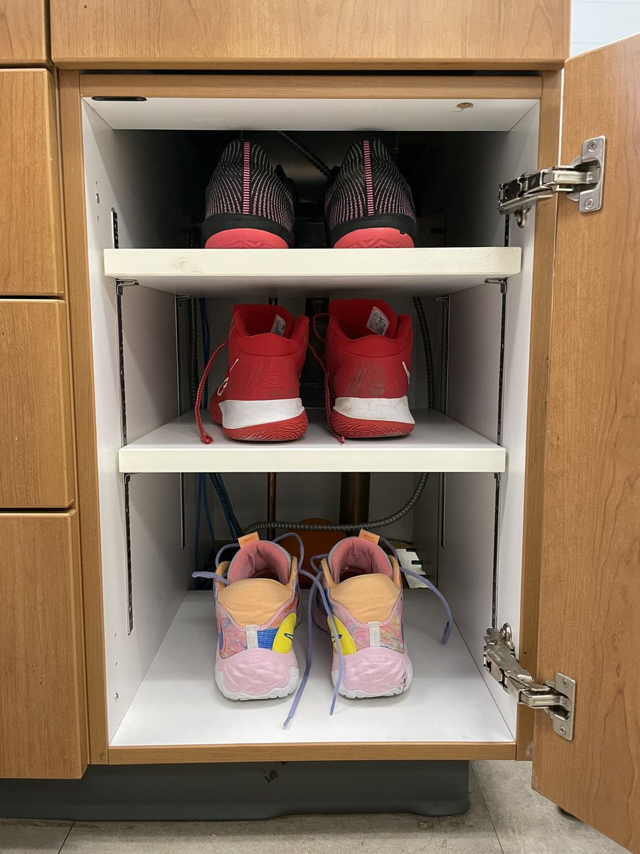 When one is tired of tripping over multiple pairs of size 14 shoes in the classroom (topic for a separate tweet), one must ✨innovate ✨ #womeninSTEM
