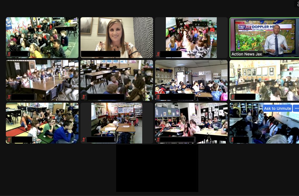 MikeFirstAlert's tweet image. #firstalertwx “All the Weather, All the Time” - zoom session w/ 11! 2nd grade classes @ActionNewsJax @WOKVNews @TechCoach513
