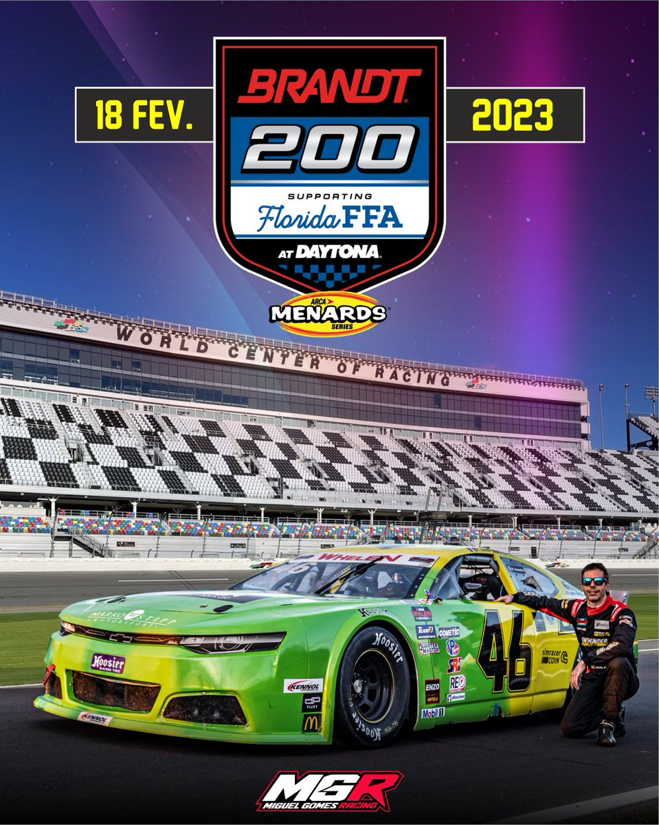 🇵🇹 Desta vez não parece um sonho, é mesmo um sonho! 

Dia 17 vou estar em Daytona a dar o meu melhor para me qualificar para a corrida da Arca Menards no dia seguinte, um dia antes da Daytona 500. 

Poder estar lá a lutar por um lugar já é uma vitória!

#NASCAR #ARCAMenards