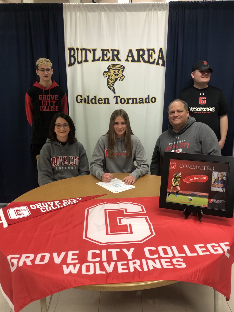 GTathletics1's tweet photo. Congrats to soccer player Tori Stevenson on signing her NLI to continue her career at Grove City College next fall⚽️⚽️ https://t.co/4AvR59yLHH