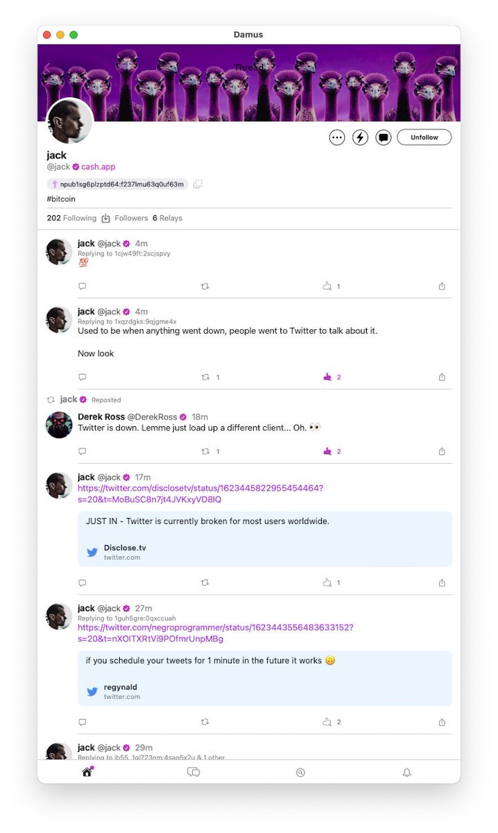 Looks like <a href="/jack/">jack</a> is making his opinion about Twitter's problems very clear on nostr.