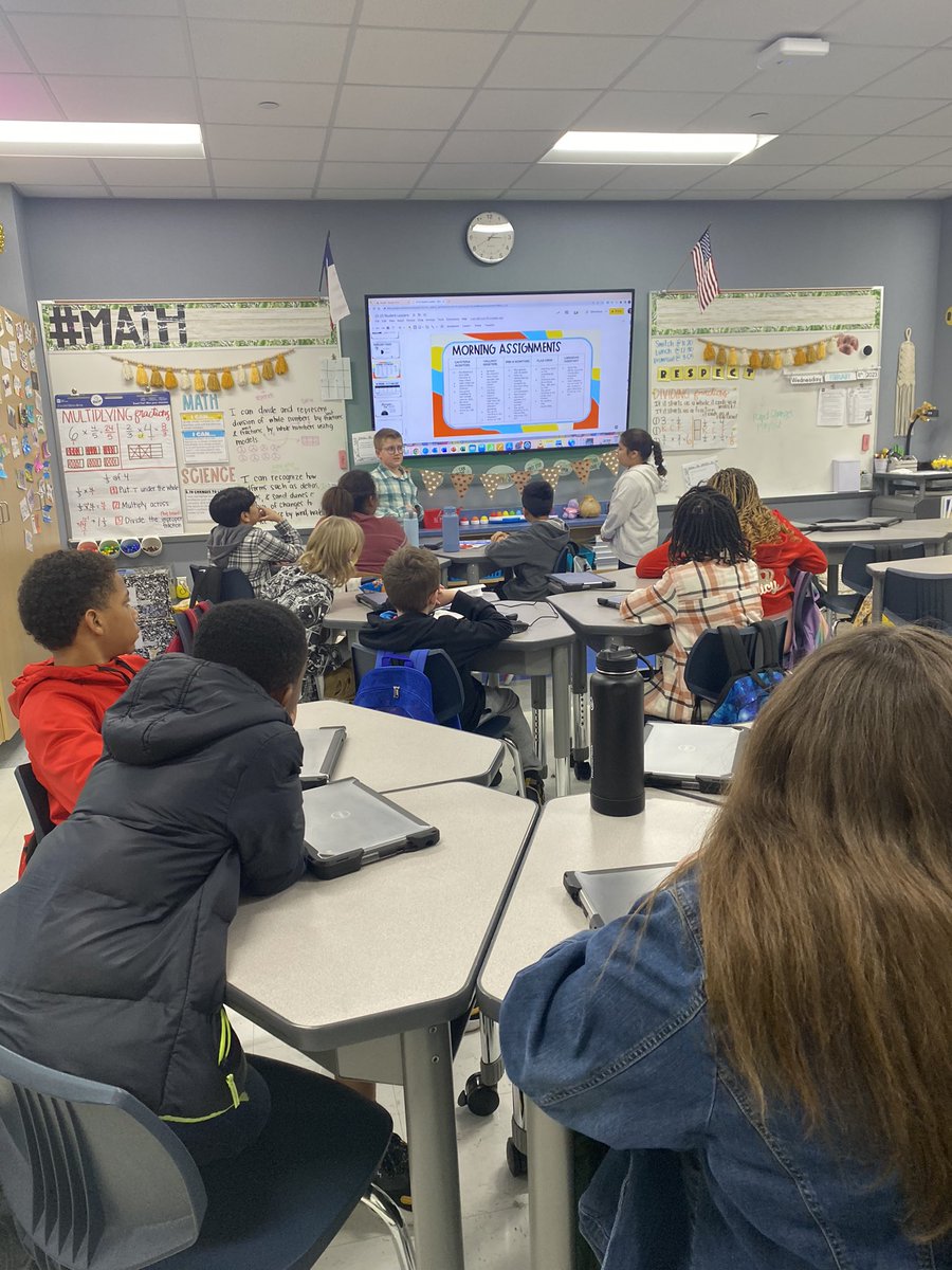 penateach's tweet photo. Our newly appointed President and Vice President are leading this month’s meeting by reviewing morning job expectations. #ruthes https://t.co/5WdtIU5uvk