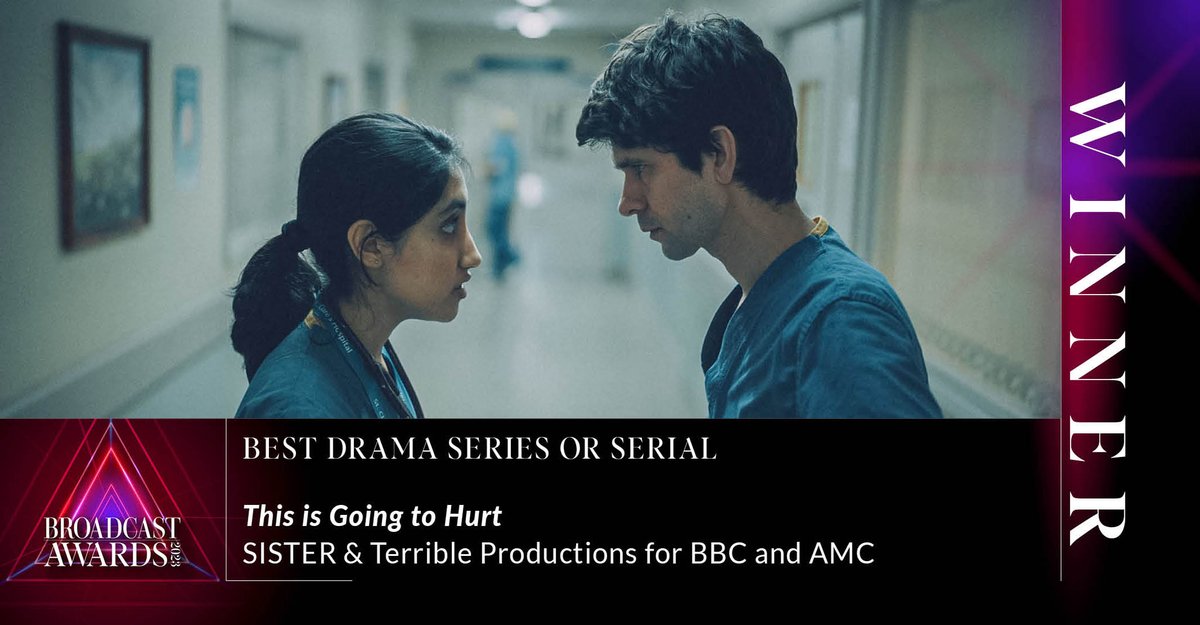 Onto the award for Best Drama Series or Serial, and the winner This is Going to Hurt, SISTER (<a href="/sisterglobal/">SISTER</a>) &amp; Terrible Productions for <a href="/BBC/">BBC</a> &amp; <a href="/AMC_TV/">AMC TV</a> #BA2023