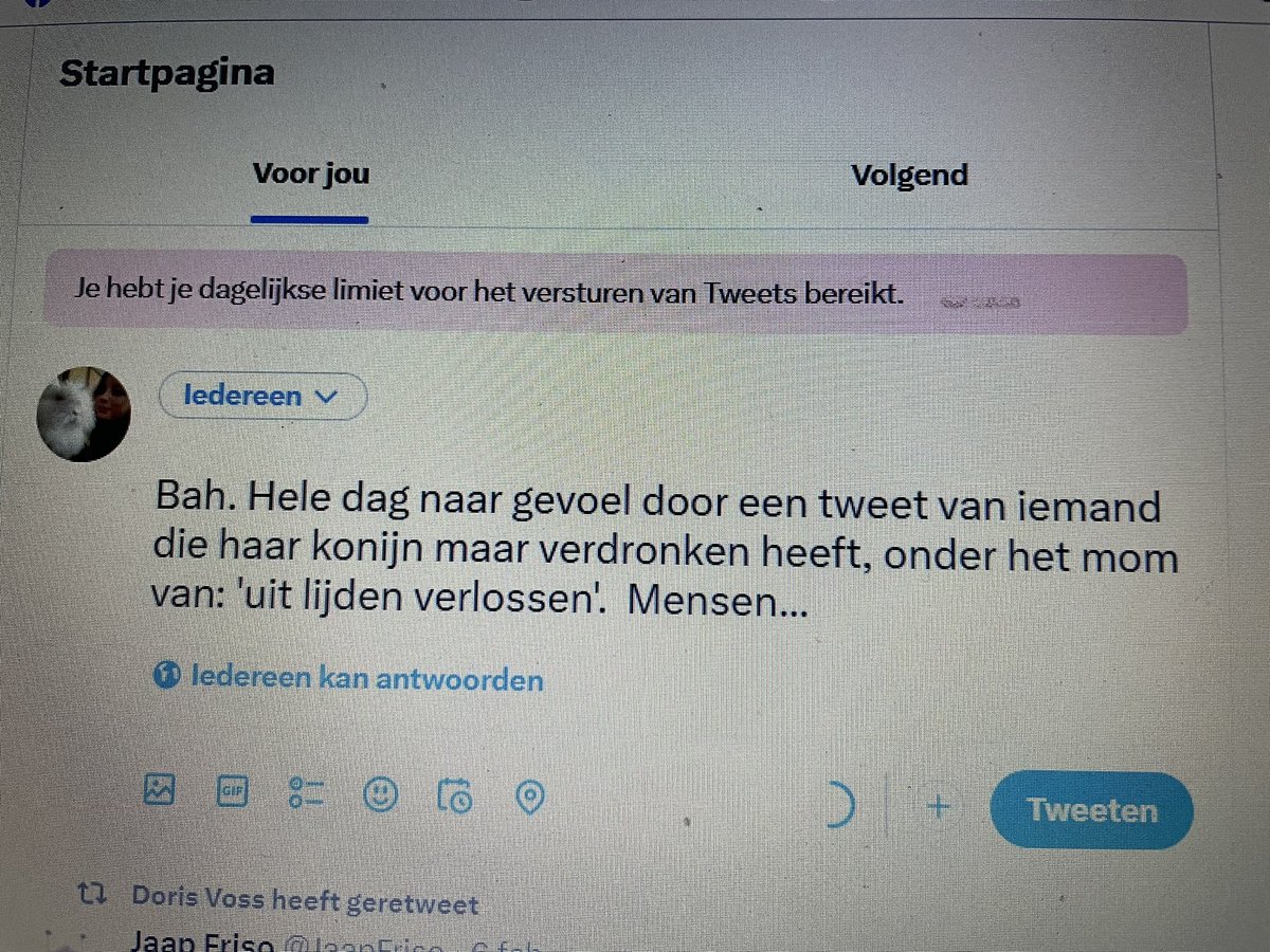 Ik mag geen tweets versturen… misschien maar goed ook, want het was geen leuke
