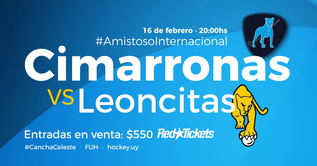 ¡Amistosos Internacionales! 🇺🇾🇦🇷
Cimarroncitas vs Leoncitas
• 13/2 20:00 hs
Cimarronas vs Leoncitas 
• 15/2 20:00 hs
• 16/2 20:00 hs
📍Cancha Celeste
🎫 Entradas: RedTickets y Redpagos 
#LoQueNosUne🏑