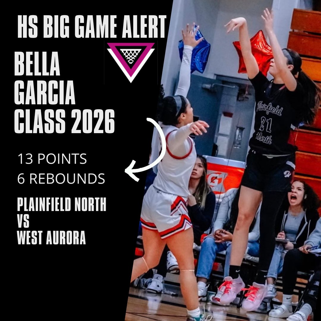 pinkeliteclub's tweet photo. HS BIG GAME ALERT 🚨 Bella Garcia was 67% from the arc and achieved an 86% eFG vs West Aurora. WE SEE YOU BELLA 👀 @11bellagarcia https://t.co/6g9B3n0CQX