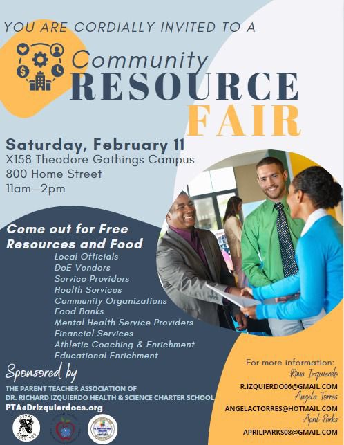 Come one, come all to a Bronx Resource Fair this Saturday at 800 Home Street Bronx! Organized by parent leaders for Bronx families! Free resources and food! @bronxbp @FLCDIST8 @DOEChancellor @angelactorres