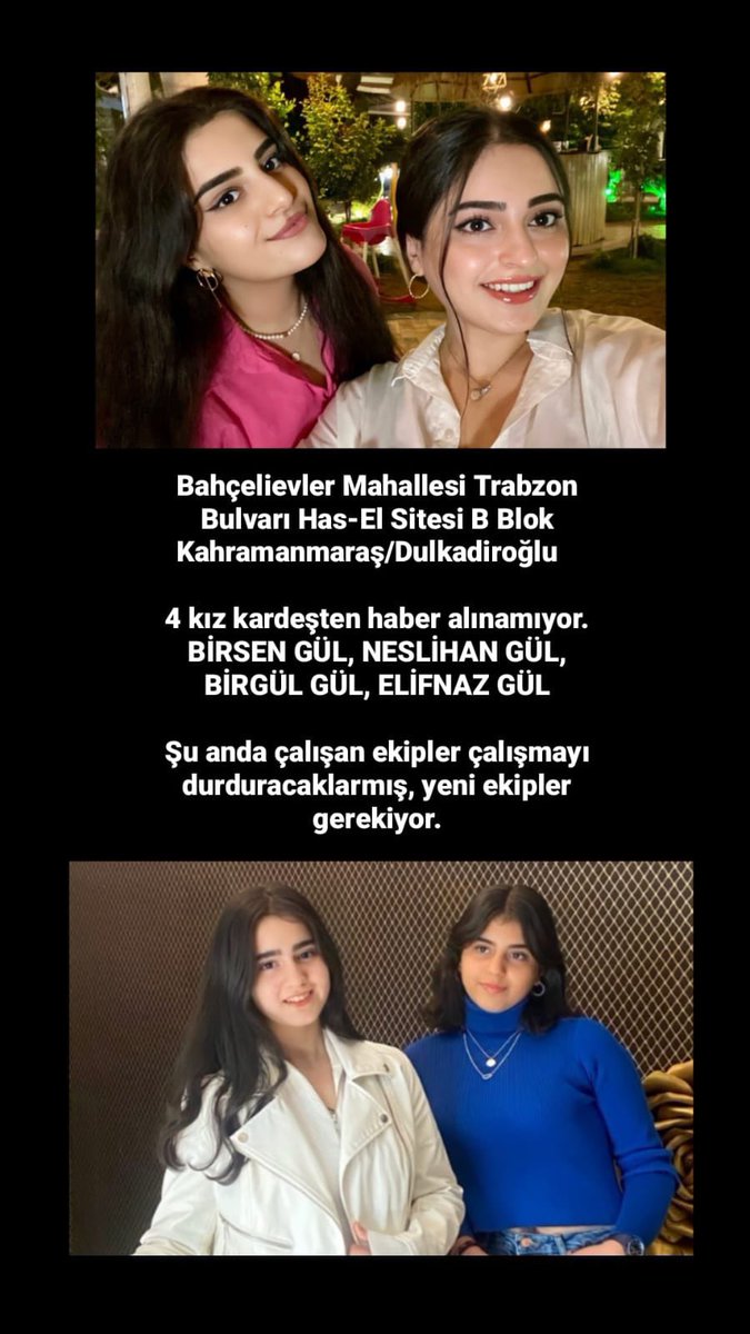 garaibulmevcuda's tweet photo. ‼️ÇOK ACİL KESİN TEYİTLİ BİLGİ ‼️Bahçelievler mahallesi Trabzon bulvarı has-el sitesi b blok  Kahramanmaraş/Dulkadiroğlu
Ekip yorulduğundan ve ışık yetersizliğinden dolayı çalışmalar durduruldu şu an ekip yok enkazdan ses geliyor
#haselsitesi #deprem #depremsondakika #acildeprem https://t.co/nGmoGwKAKr