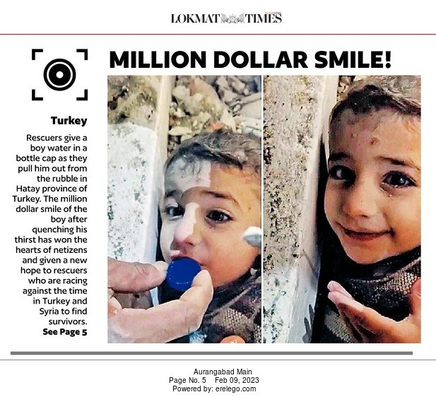 karandarda's tweet photo. Amid the gloom and destruction in #TurkeyQuake comes a ray of hope. This little boy was rescued from rubble in #hatay
Province. His smile after sipping water gave hope to rescuers who are battling against time to search those trapped. https://t.co/Qbq8e4Y3ks