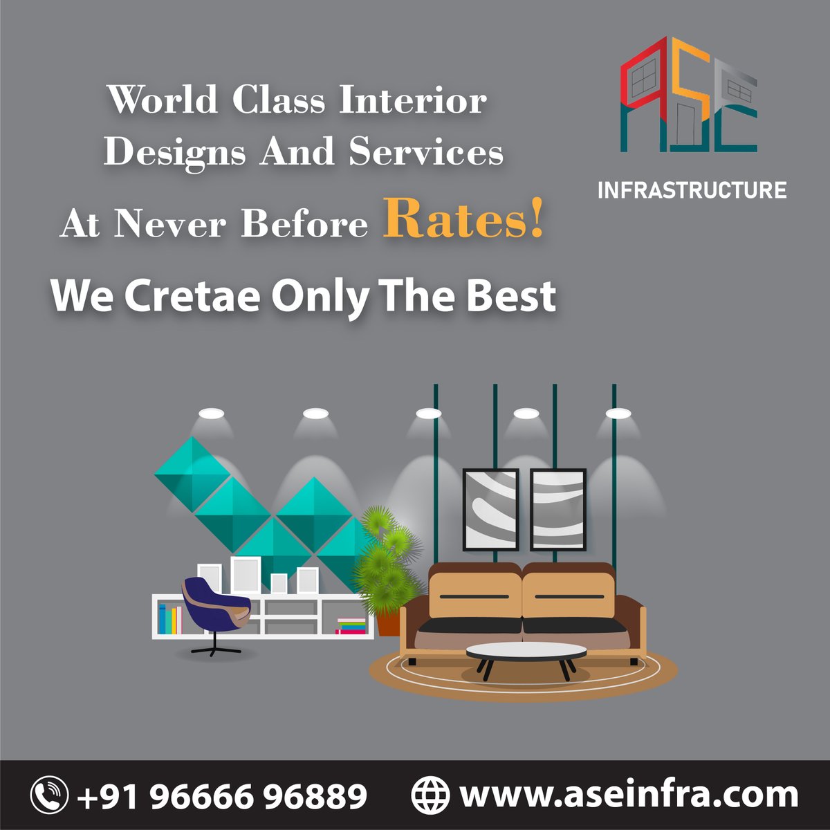 aseInfrastruct2's tweet image. For world class designs and interior services come to ASE INFRASTRUCTURE. Our professionals get you what you want. For details contact now!

Phone: 9666696889
Website: aseinfra.com
#designwall #homedecor #Construction  #Builders #Infra #interiors #ASEInfrasctructure