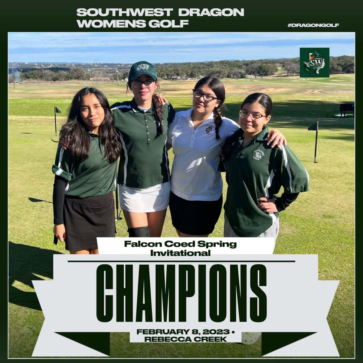 Rain delay did not slow these girls down! Dragon Womens Golf took 1st place at todays tourney. As well, junior Savanah Blanco topped the leader board in 1st place with a career best of 92. Junior Claudia De La Cruz followed suit coming in 3rd place with a career best of 100. 🐉🏌️‍♀️