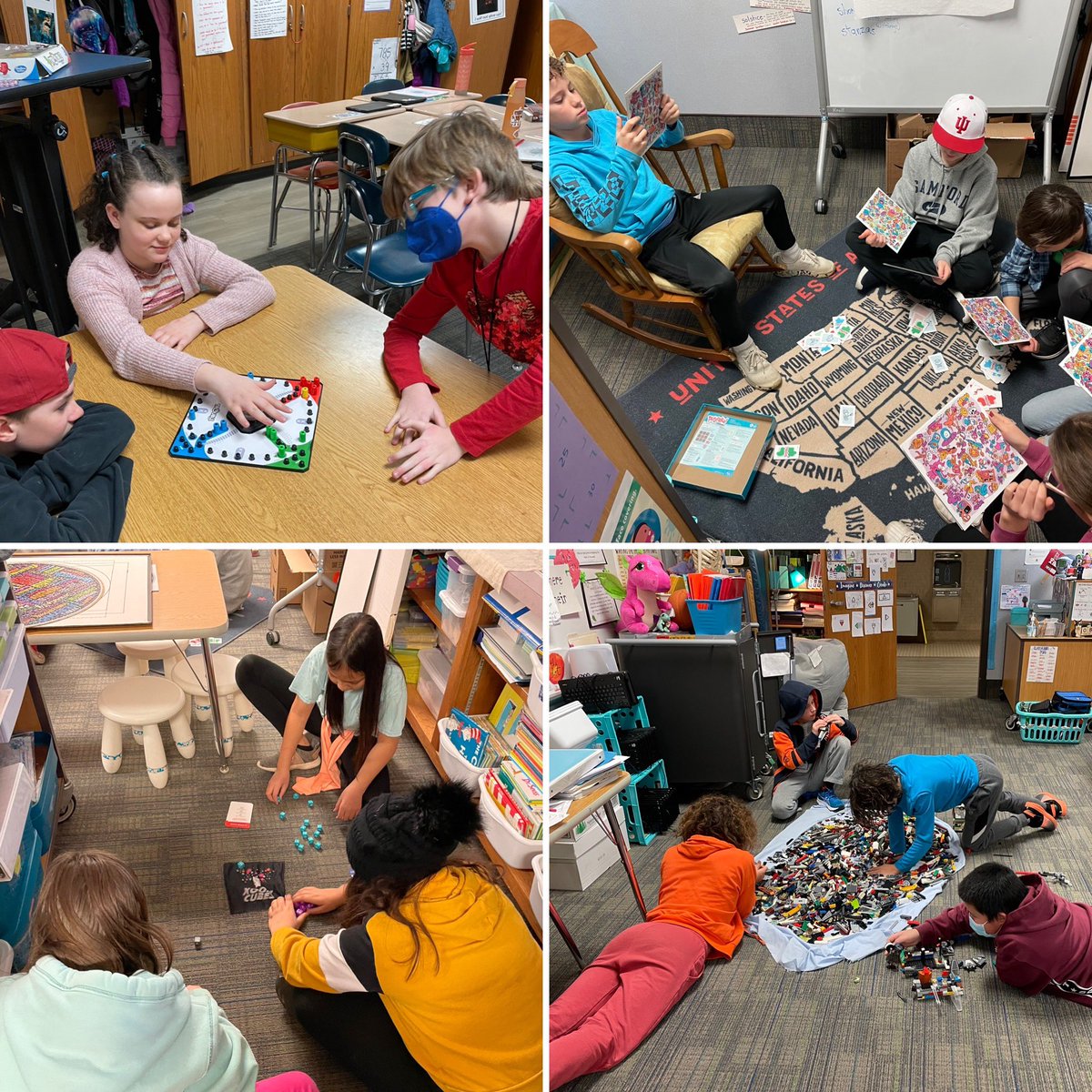 Ms_Kroll's tweet photo. Busy day in Fifth Grade! First we went to @IUJSoM to hear the orchestra play, then had our delayed #globaldayofplay Lots of different learning happened #inmyclassroom @UniversityElem @MCCSC_EDU https://t.co/fqPPCYJDpp