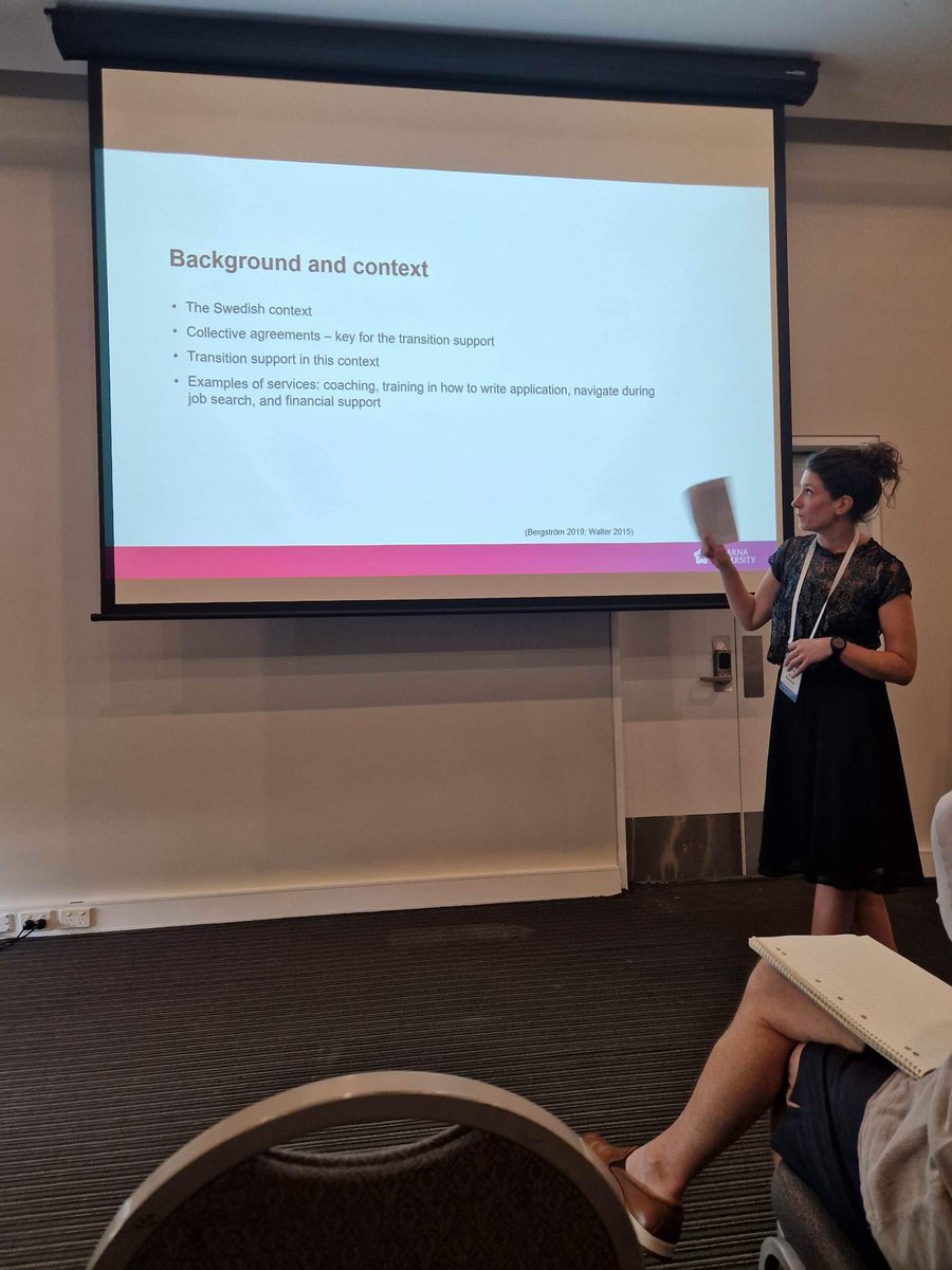 ElinStorman's tweet photo. Just presented a paper in progress on Workers experiences of job loss and job transition support - at the #airaanz conference. Thanks for great thoughts, reflections and a great conference! 🥳👏 https://t.co/xpnltHTykn