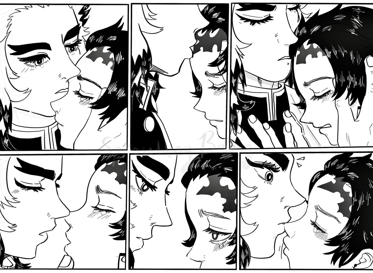 Sproutlingbaby's tweet photo. #Rentanweek Day 2: First Time 

This panel sequence is completely inspired by my favorite first kiss in all of manga (the manga being B3rserk). 

I thought it suited our boys so much. The comfort, the shyness, the romance💕🥺

Look out for the companion piece to this ☺️ https://t.co/nB0Dt0IgSc